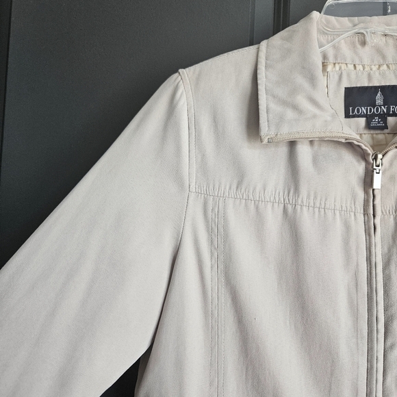 London Fog Womens Lined Microfiber Sueded Zip Front Rain Jacket Sz Medium - Picture 6 of 12